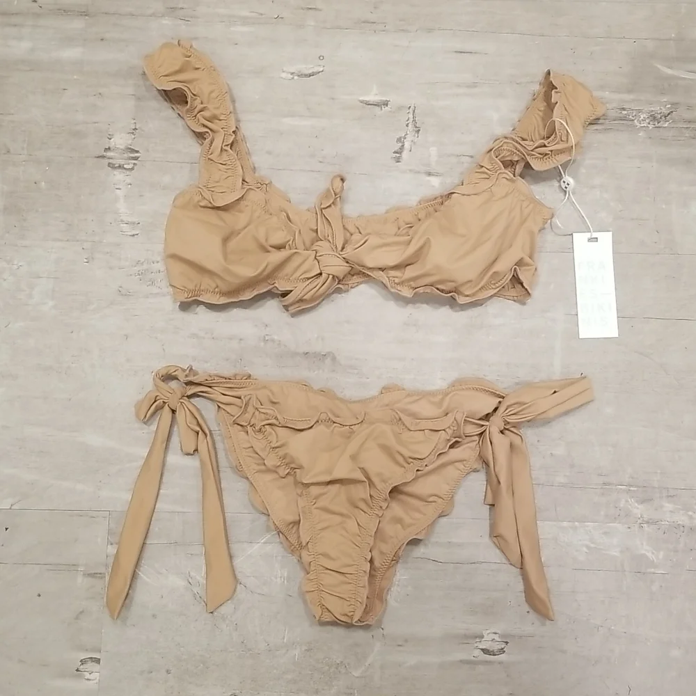 💕FRANKIE'S BIKINIS💕 Colby Ruffle Bikini Set ~ Earth Small S NWT